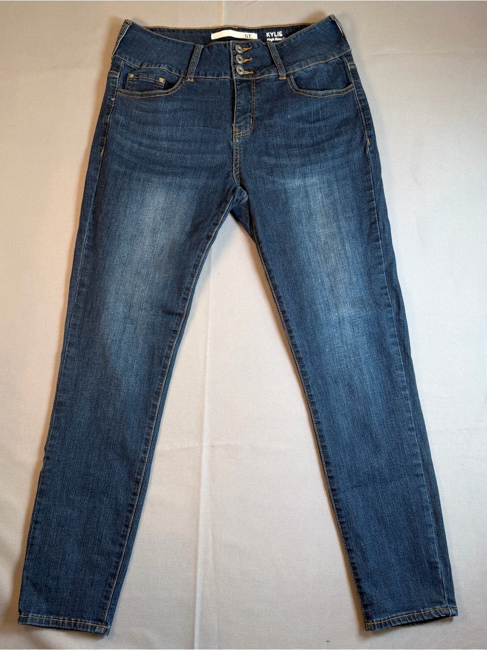 iT Jeans Kylie High Rise Skinny Women’s sz13 Dark Blue Stretch Wide Waist Jeans - Picture 1 of 11